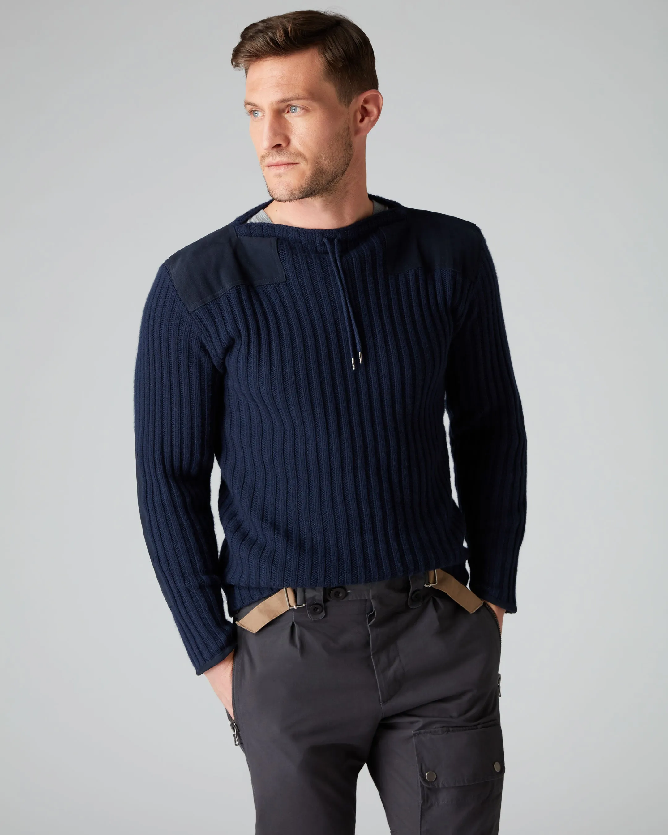 007 Ribbed Army Sweater Navy Blue