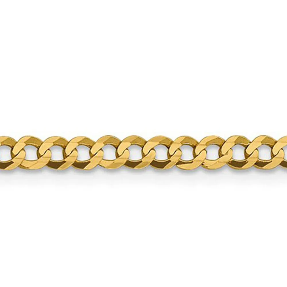 3.75mm 14K Yellow Gold Solid Lightweight Flat Curb Chain Necklace