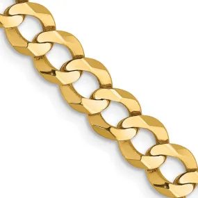 6mm 14K Yellow Gold Solid Lightweight Flat Curb Chain Bracelet