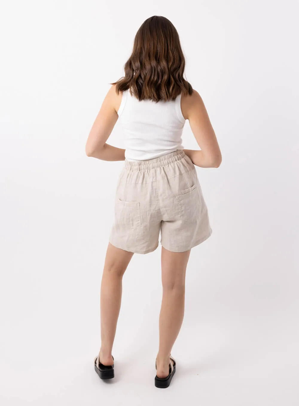 Adeline Linen Short-BEIGE