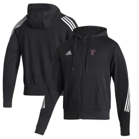 adidas Texas Tech Red Raiders Black Three-Stripe Full-Zip Hoodie