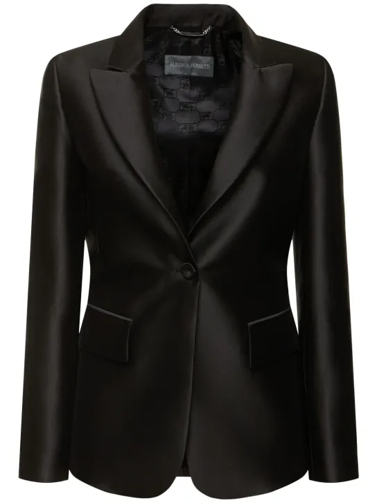 Alberta Ferretti   Tailored satin single breast jacket 