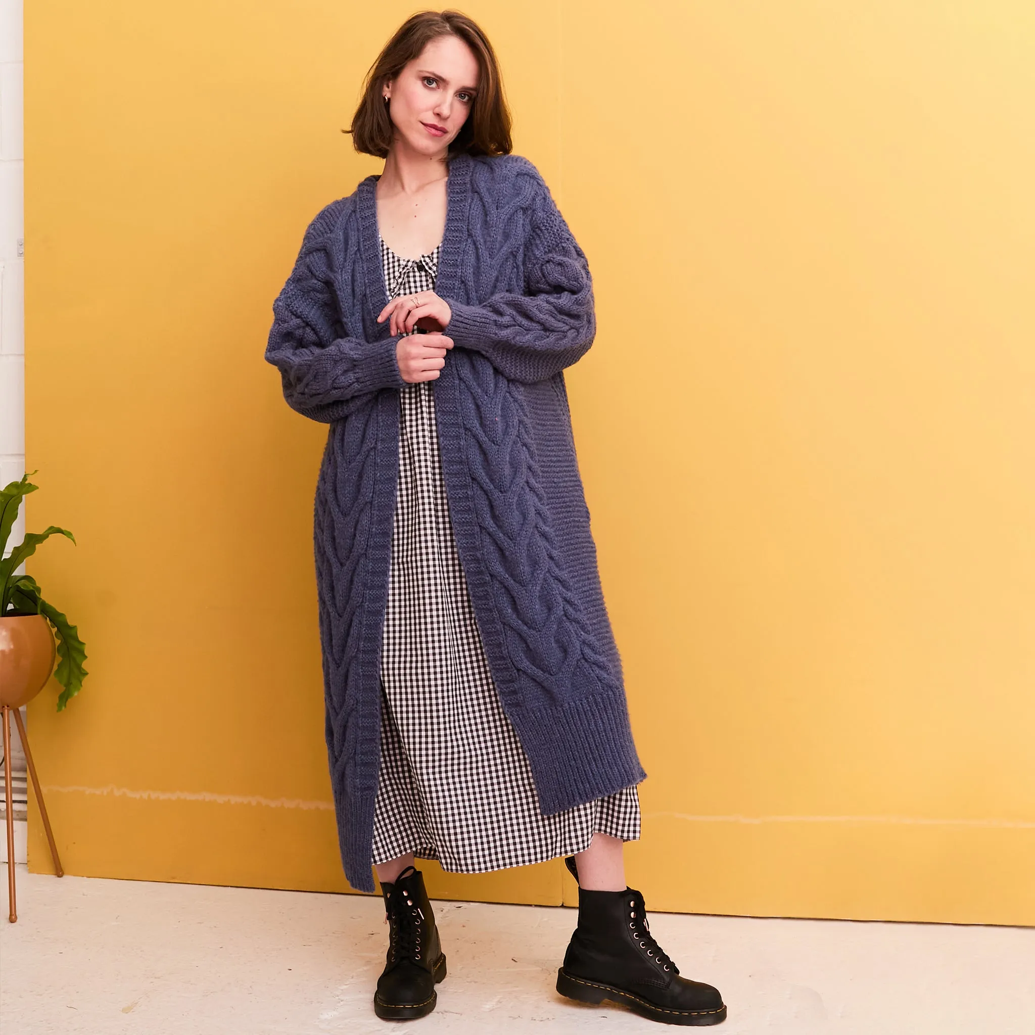 Alex Cable Balloon Sleeve Maxi Cardigan - Denim