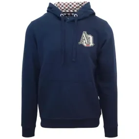 Aquascutum Aq 1851 Patch Logo Navy Blue Hoodie