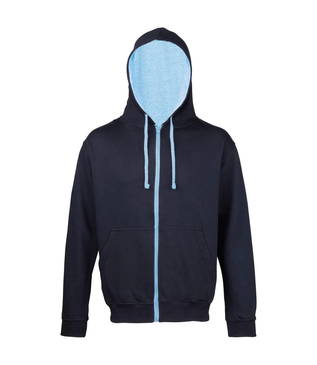 Awdis Mens Varsity Hooded Sweatshirt / Hoodie / Zoodie (New French Navy/ Sky Blue) - UTRW182