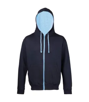 Awdis Mens Varsity Hooded Sweatshirt / Hoodie / Zoodie (New French Navy/ Sky Blue) - UTRW182