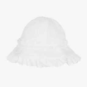 Baby Girls White Broderie Anglaise Hat