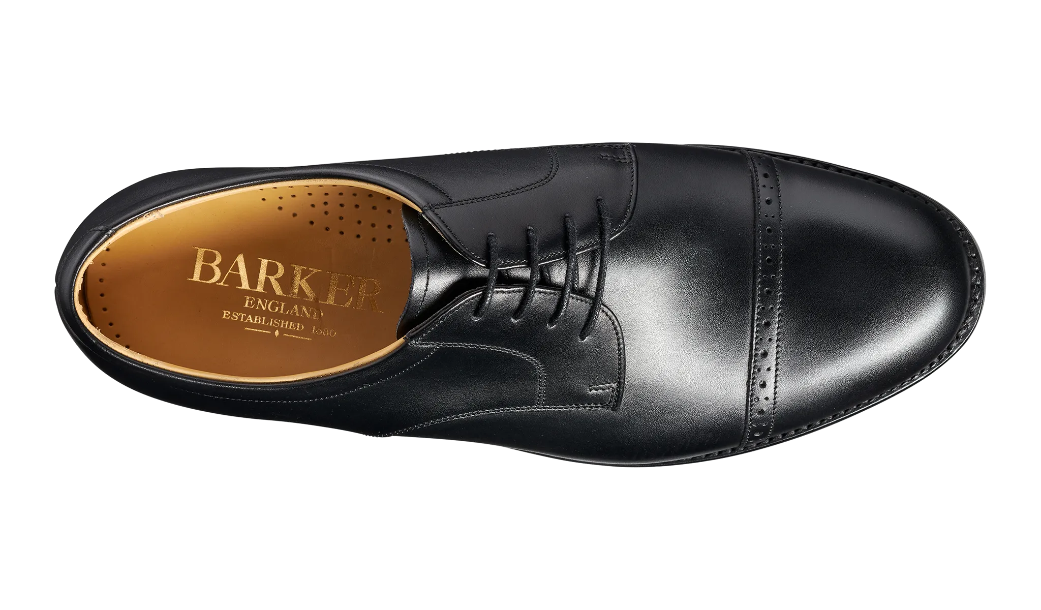 Barker Staines Toe-Cap Shoe -  Black Calf