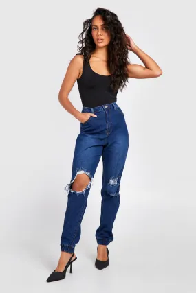 Basics High Waisted Ripped Jogger Jeans