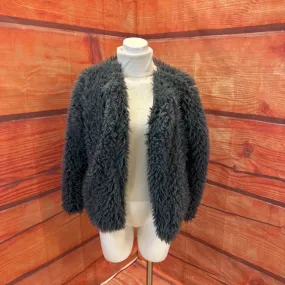 BEAR DANCE GRAY BLUE FLUFFY JACKET SZ L TCC