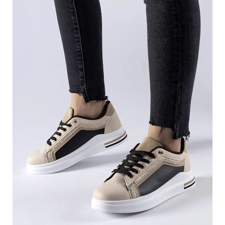 Beige and black Mayfield platform sneakers