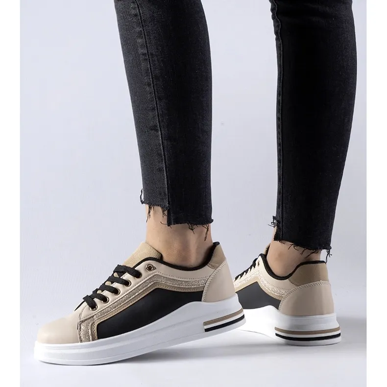 Beige and black Mayfield platform sneakers