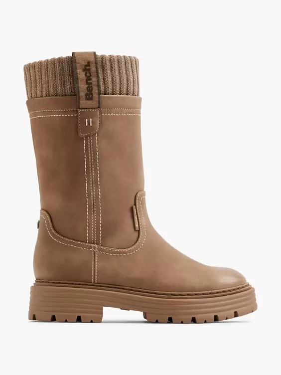 Bench  Beige 3/4 Panelled Boot with Knitted Trim