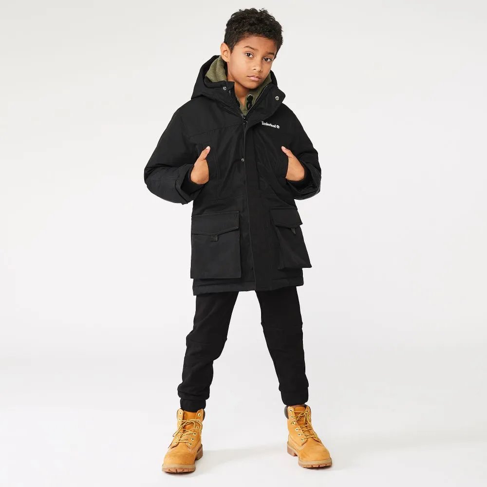 Black Logo Parka Coat