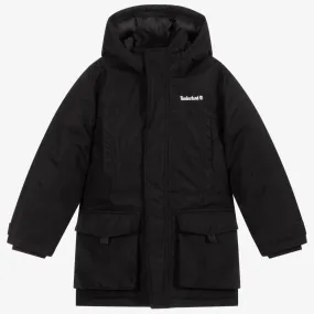 Black Logo Parka Coat