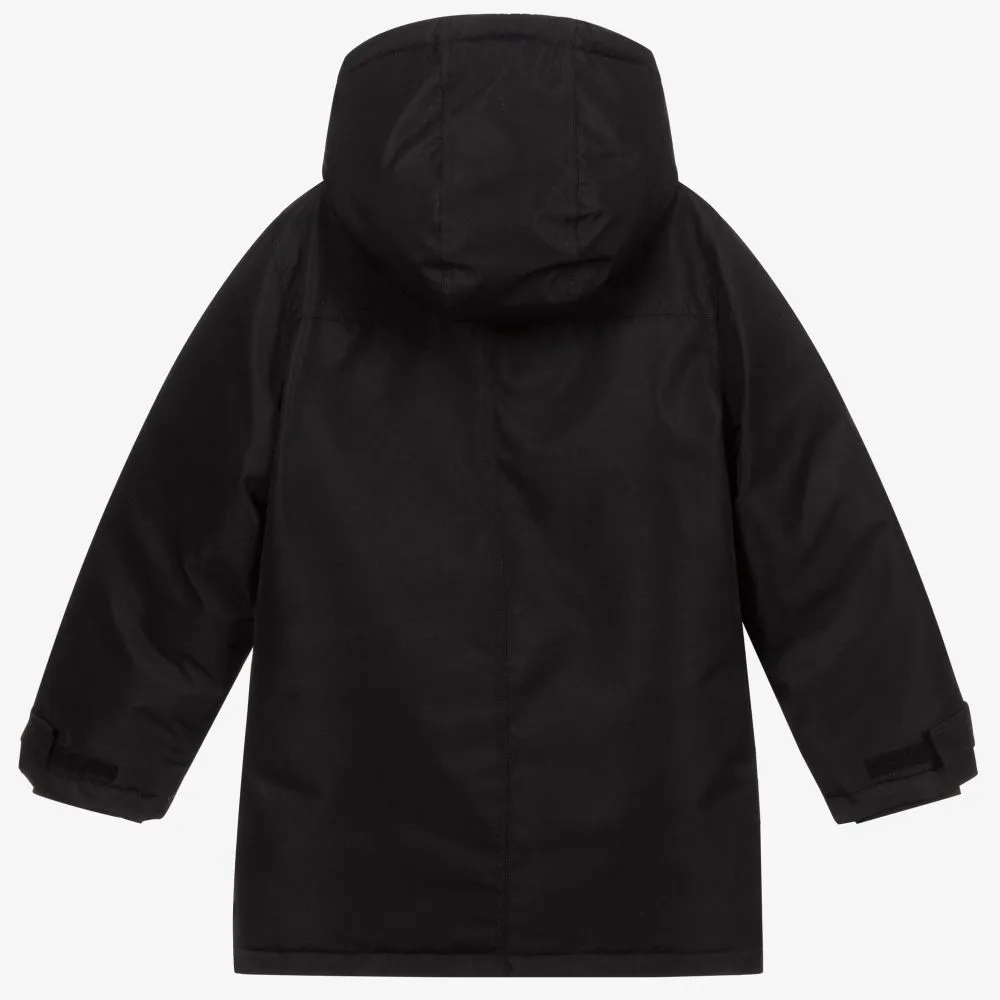 Black Logo Parka Coat