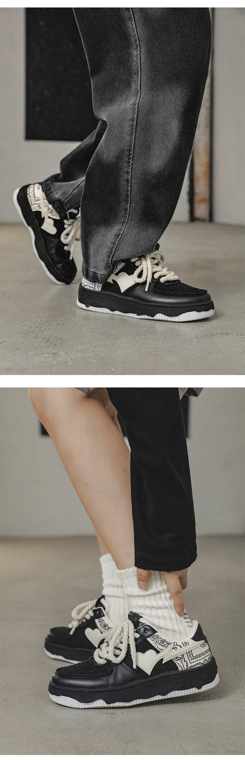 Black VS Heart Sneakers