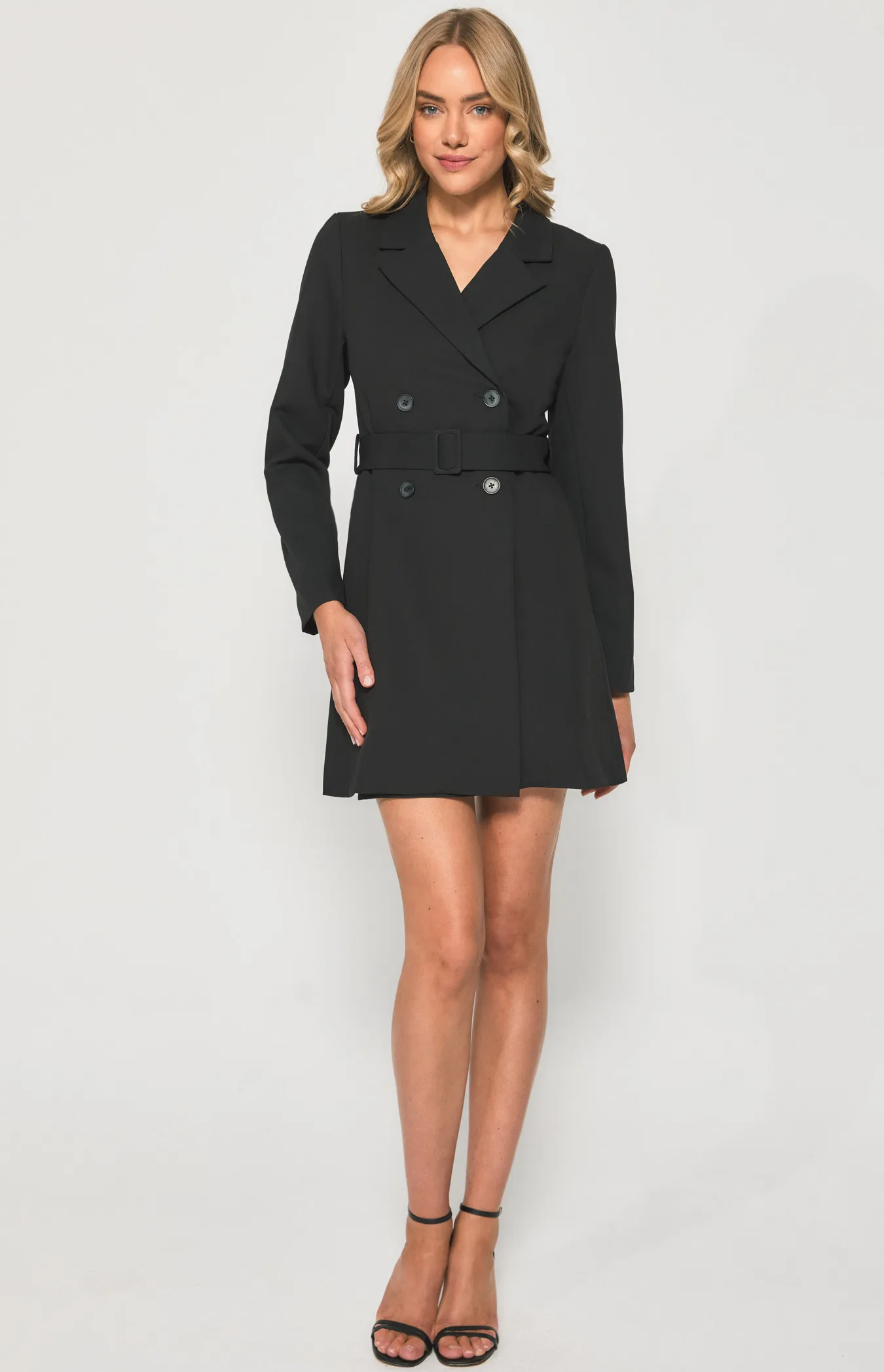 Blazer Dress with Self Fabric Buckle and Button Details (SDR1252B) 