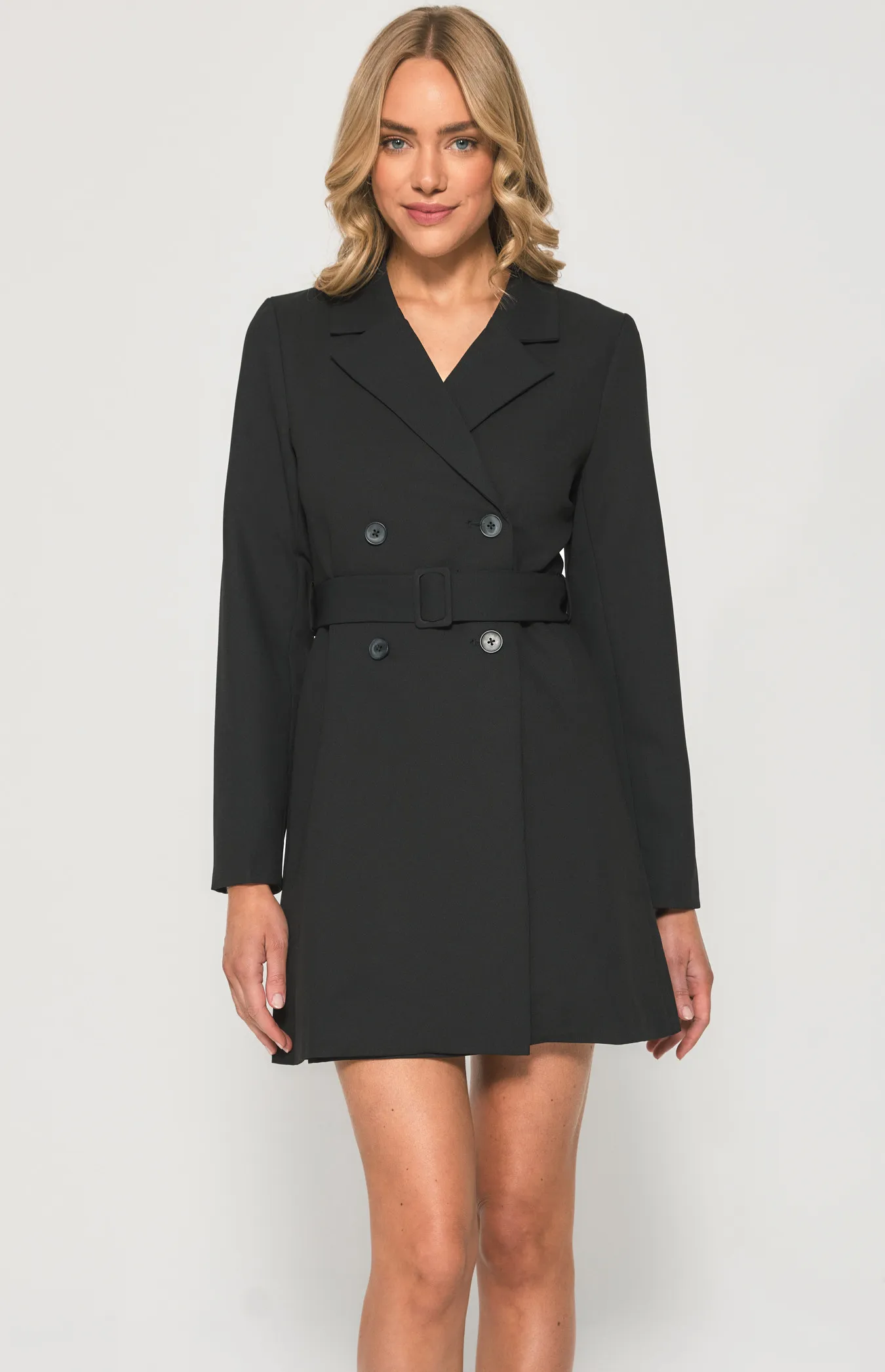 Blazer Dress with Self Fabric Buckle and Button Details (SDR1252B) 