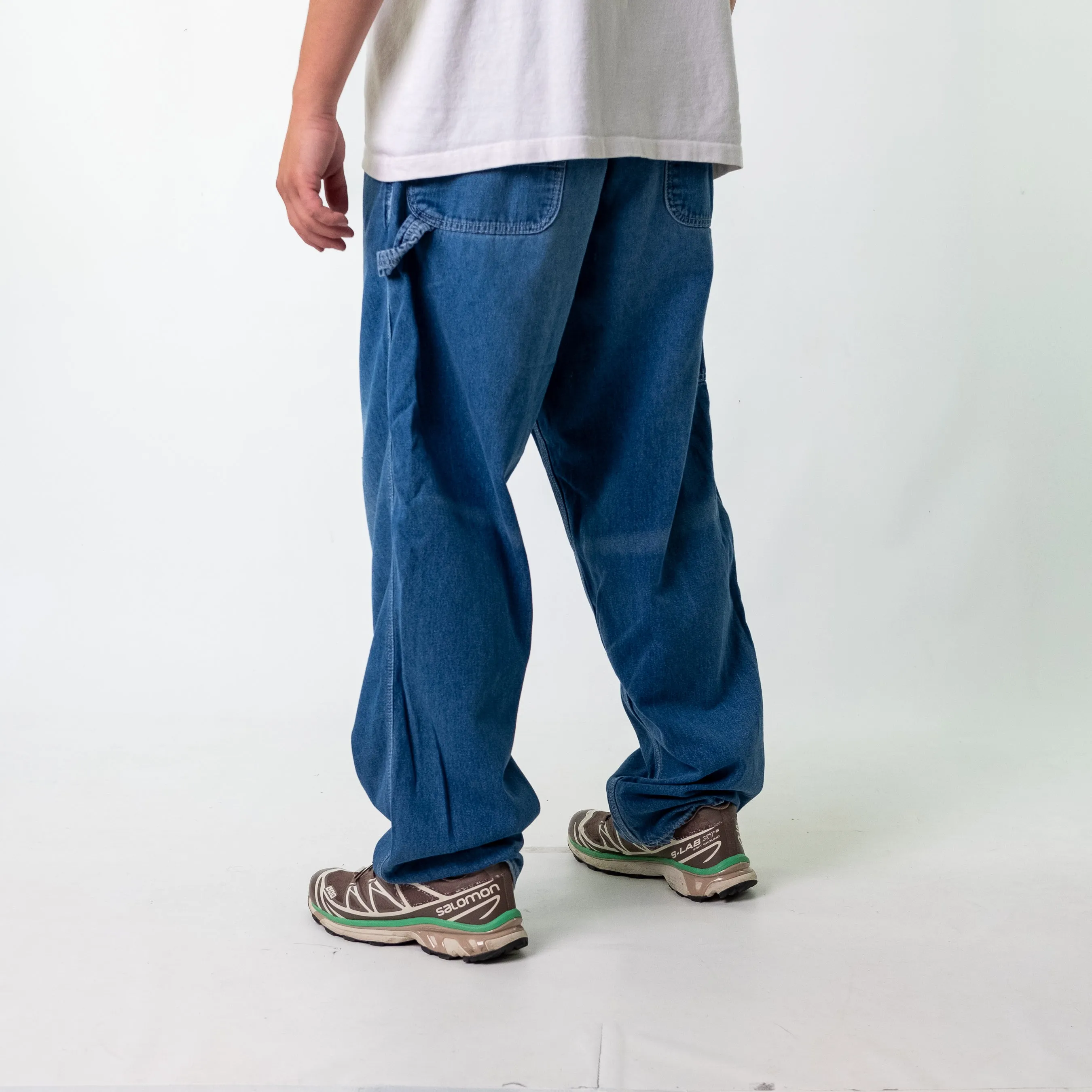 Blue 90s Carhartt Denim Carpenter Jeans Baggy Pants (42x34)