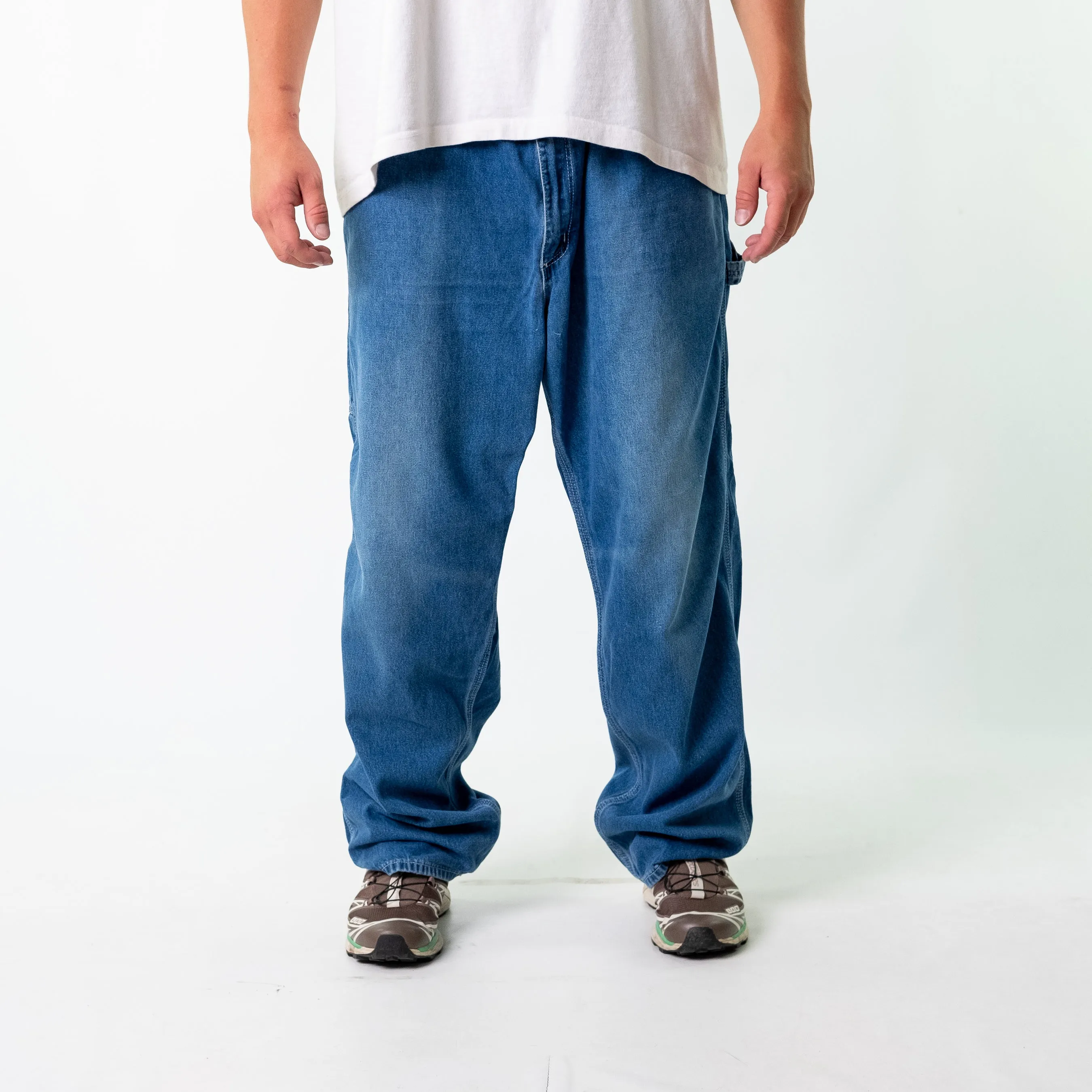 Blue 90s Carhartt Denim Carpenter Jeans Baggy Pants (42x34)