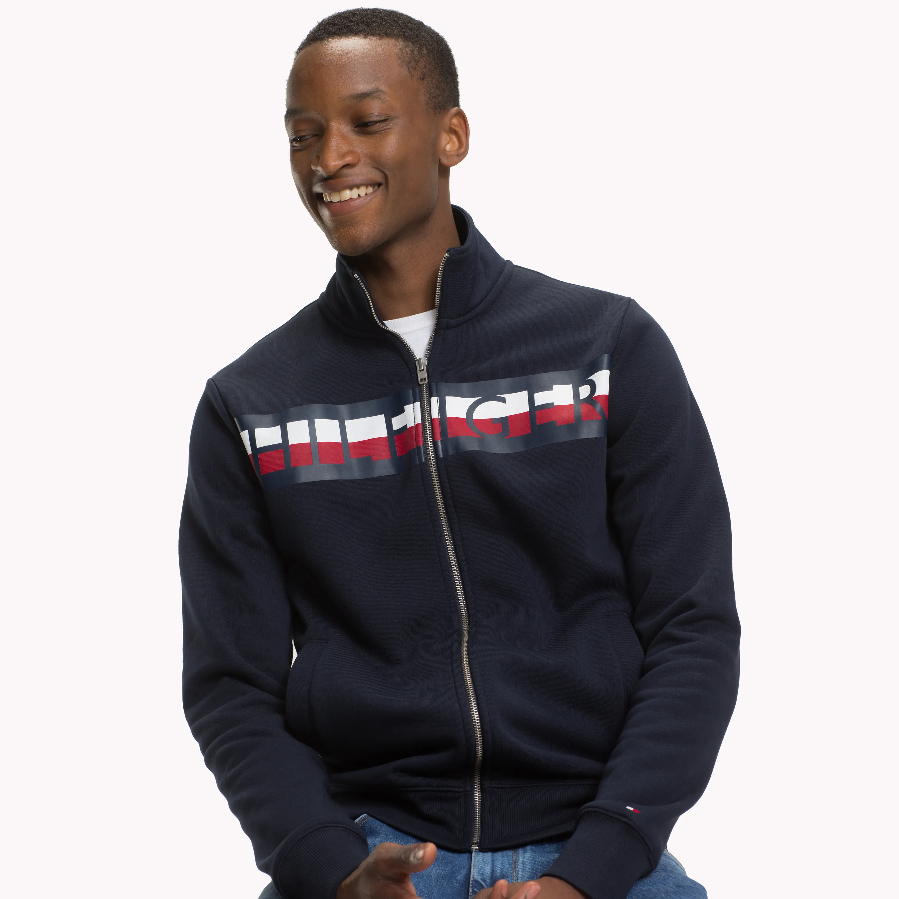 Blue Logo Zip-Thru Sweatshirt | Sweatshirts & Hoodies | Tommy Hilfiger