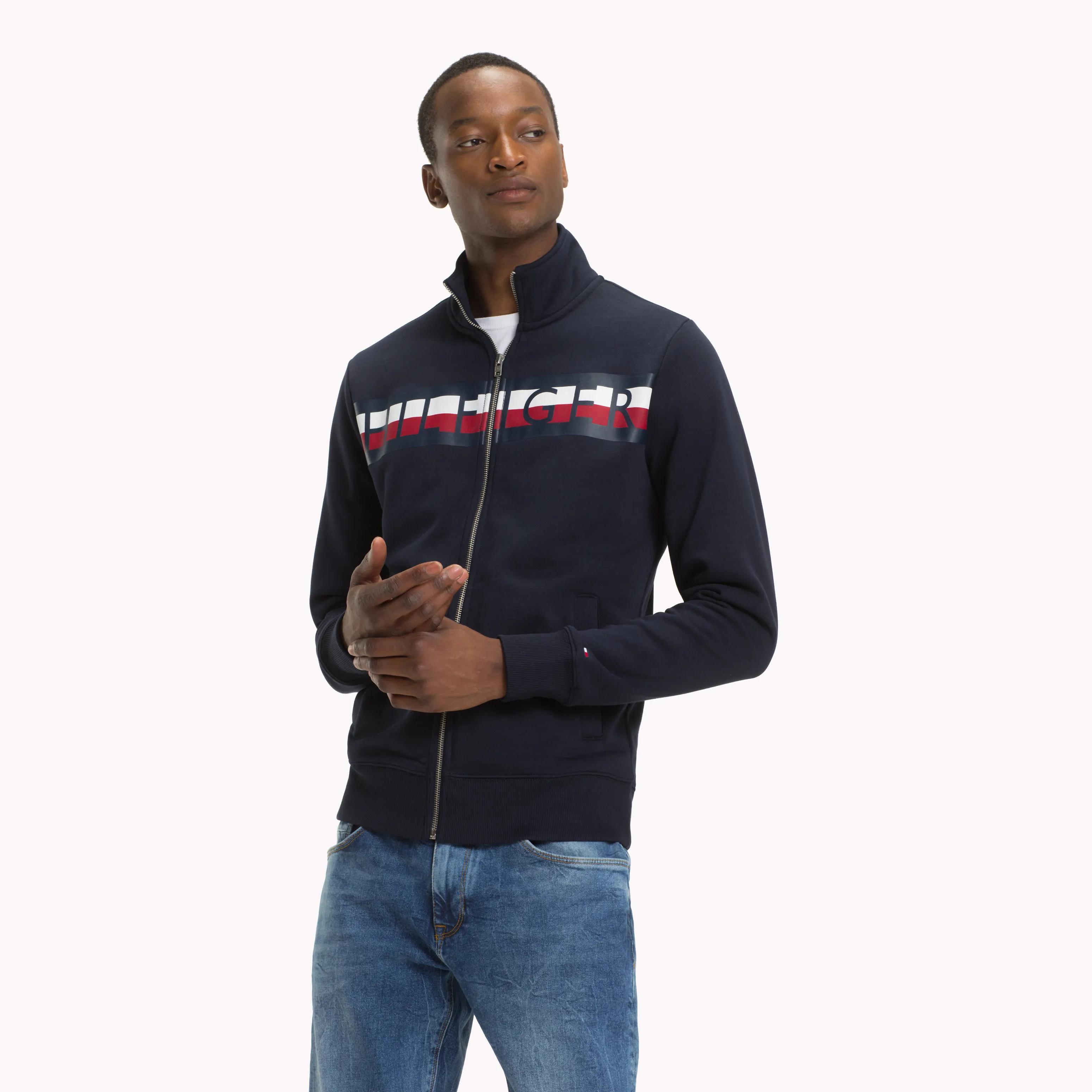 Blue Logo Zip-Thru Sweatshirt | Sweatshirts & Hoodies | Tommy Hilfiger