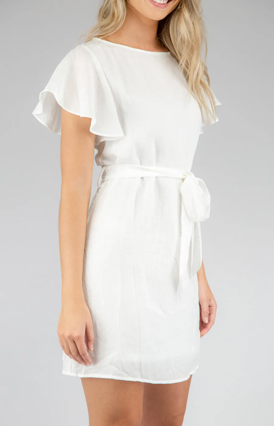 Boat Neckline Shift Dress with Self Fabric Belt (SDR631A)