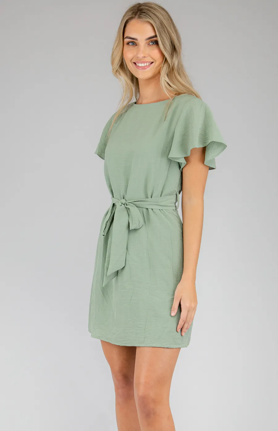 Boat Neckline Shift Dress with Self Fabric Belt (SDR631A)