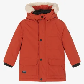 Boys Dark Orange Hooded Coat