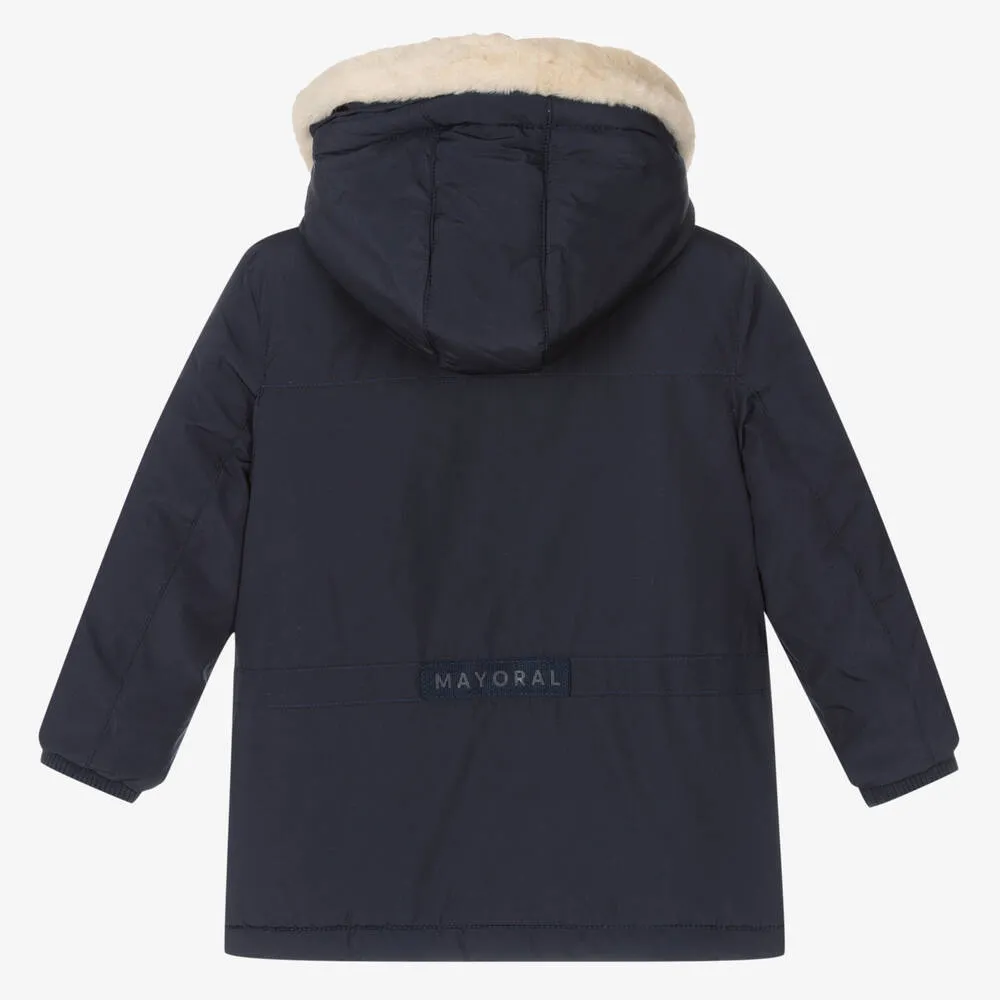 Boys Navy Blue Hooded Coat