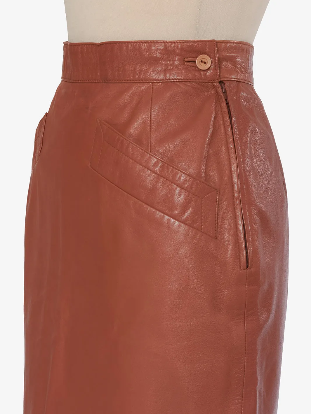 Brown Leather Vintage Skirt