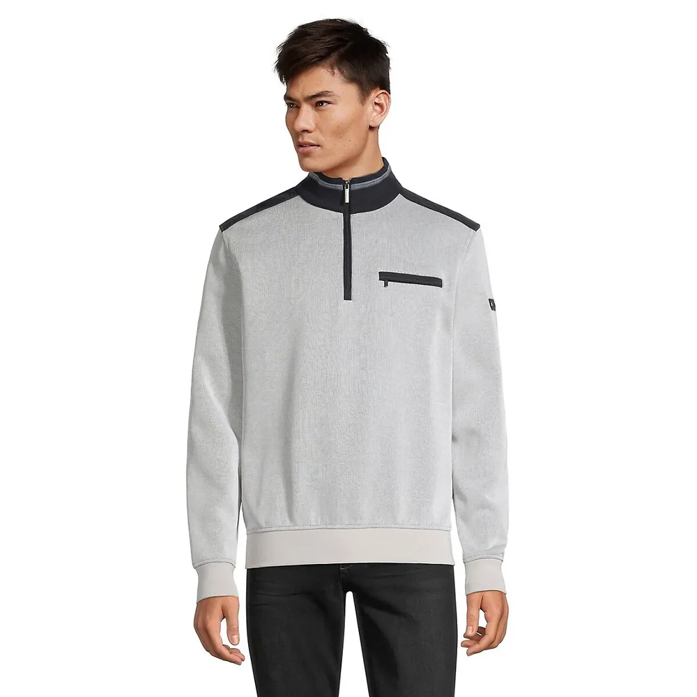 Bugatti Mockneck Half-Zip Knit Sweater