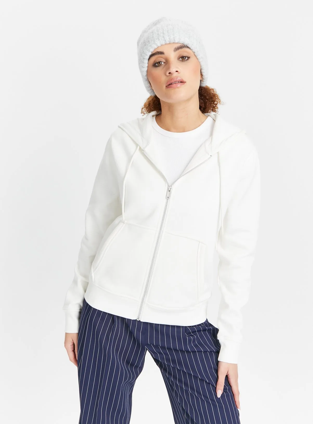 Buy Cream Zip-Through Hoodie M | Hoodies and sweatshirts | Tu