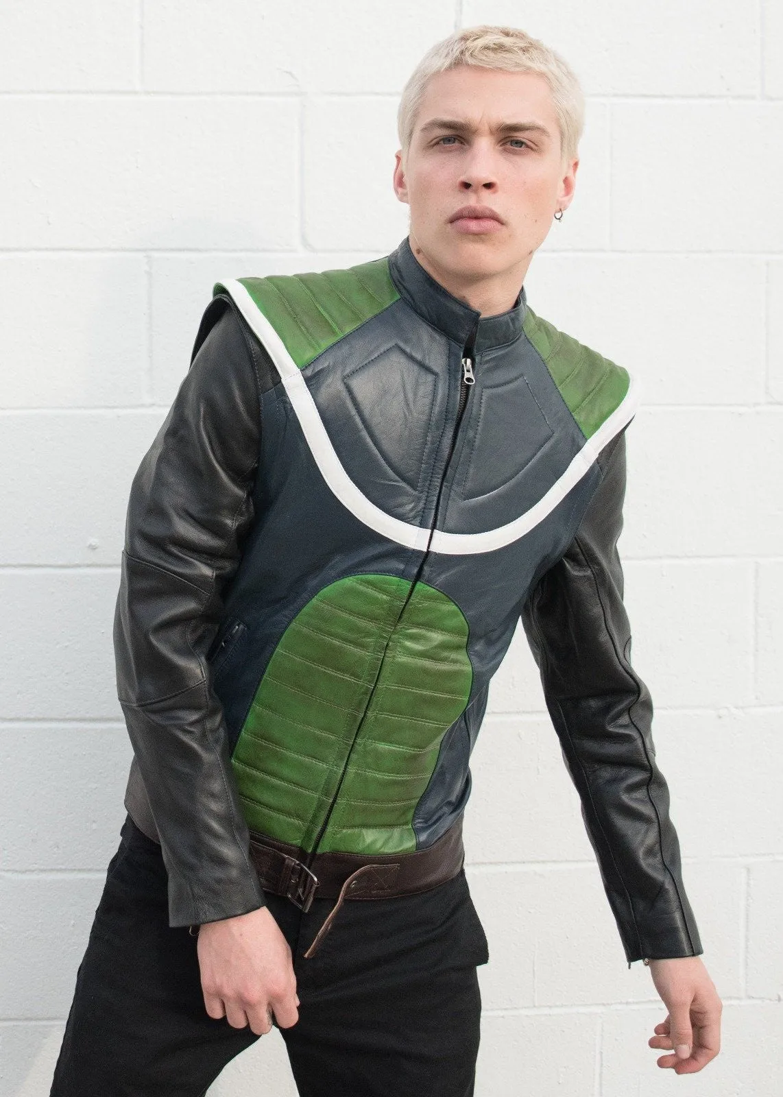 Buy Mens Dragon Ball Z Green Leather Jacket | LucaJackets