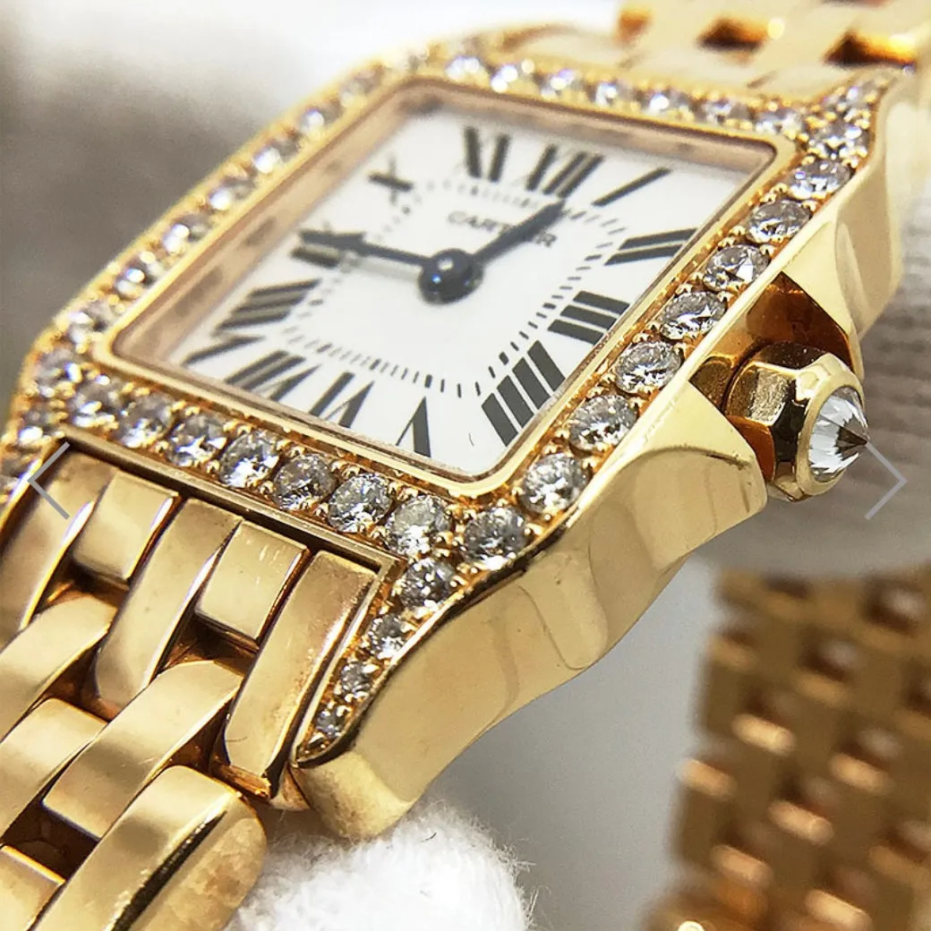 CARTIER SANTOS DEMOISELLE 20mm 18K Yellow Gold ~1TCW DIAMOND Watch