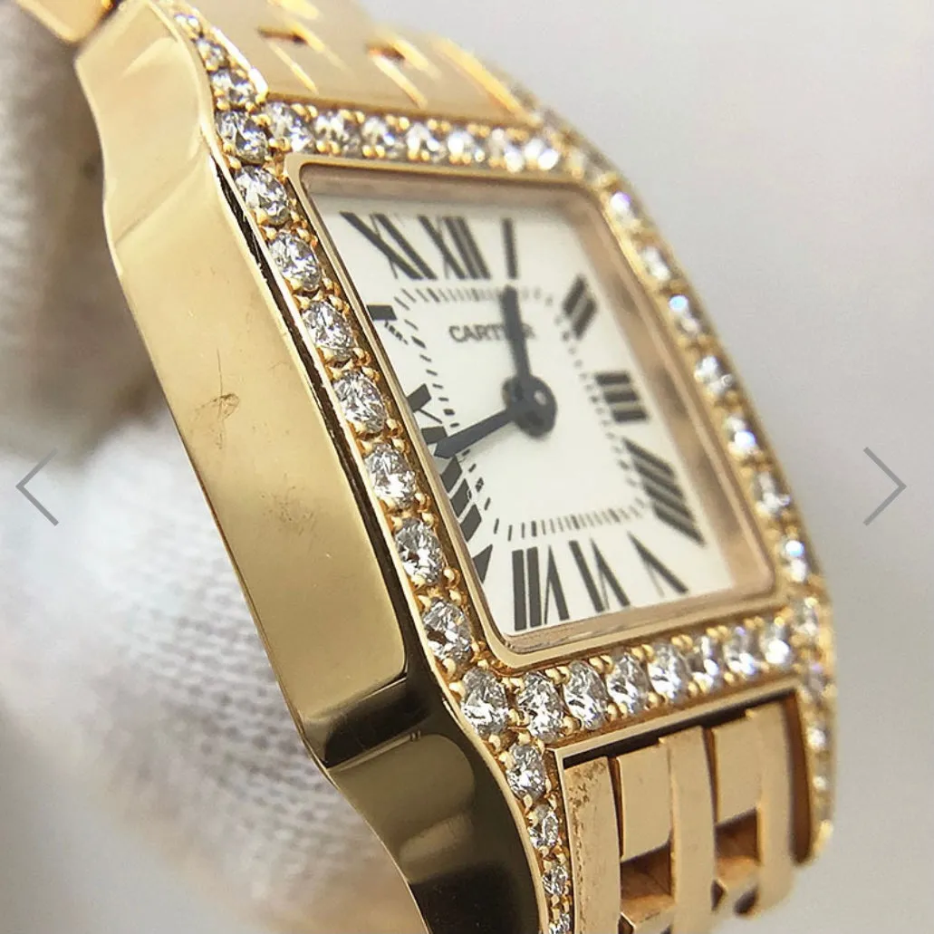 CARTIER SANTOS DEMOISELLE 20mm 18K Yellow Gold ~1TCW DIAMOND Watch