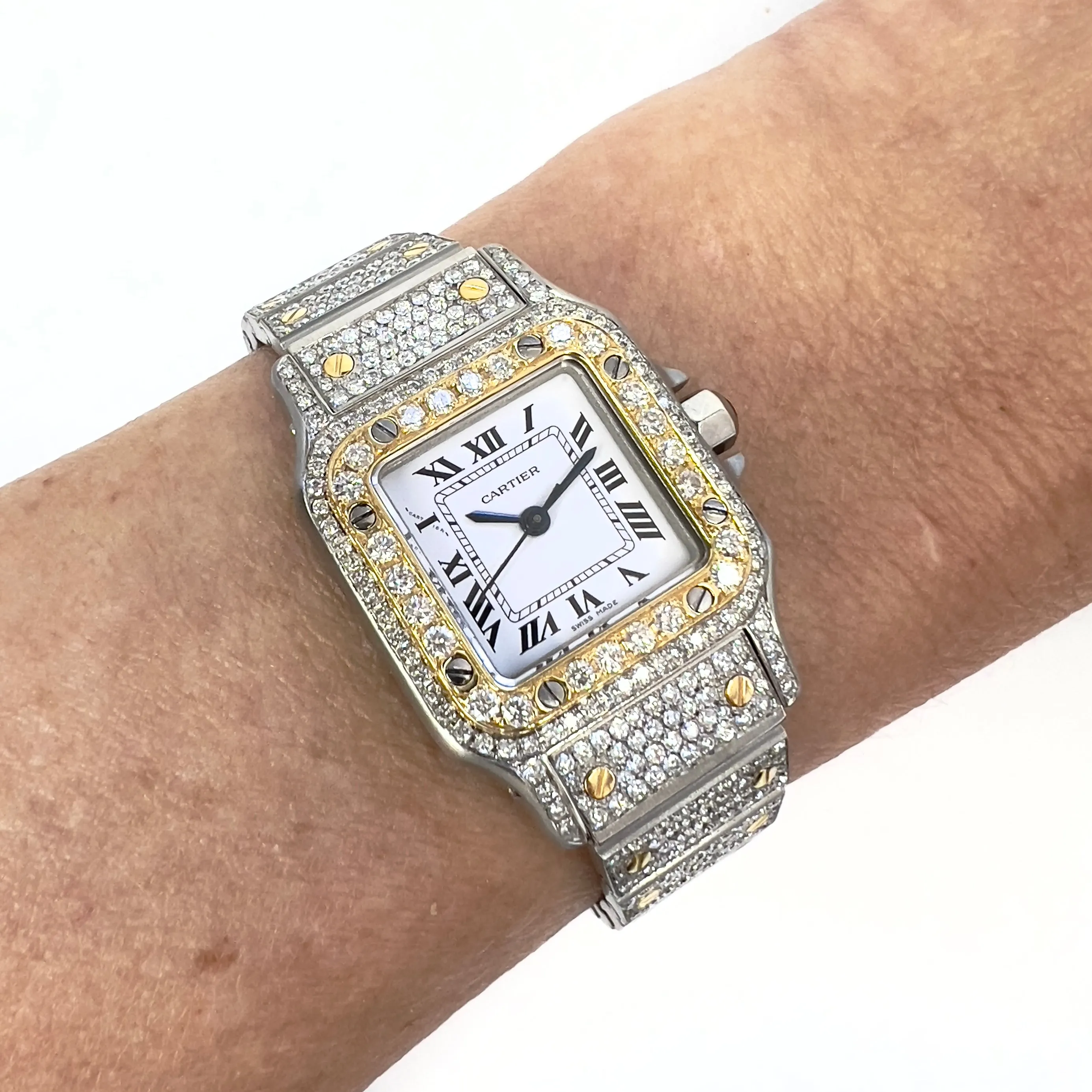 CARTIER SANTOS GALBEE 24mm Automatic 2 Tone 2.42TCW Diamond Watch