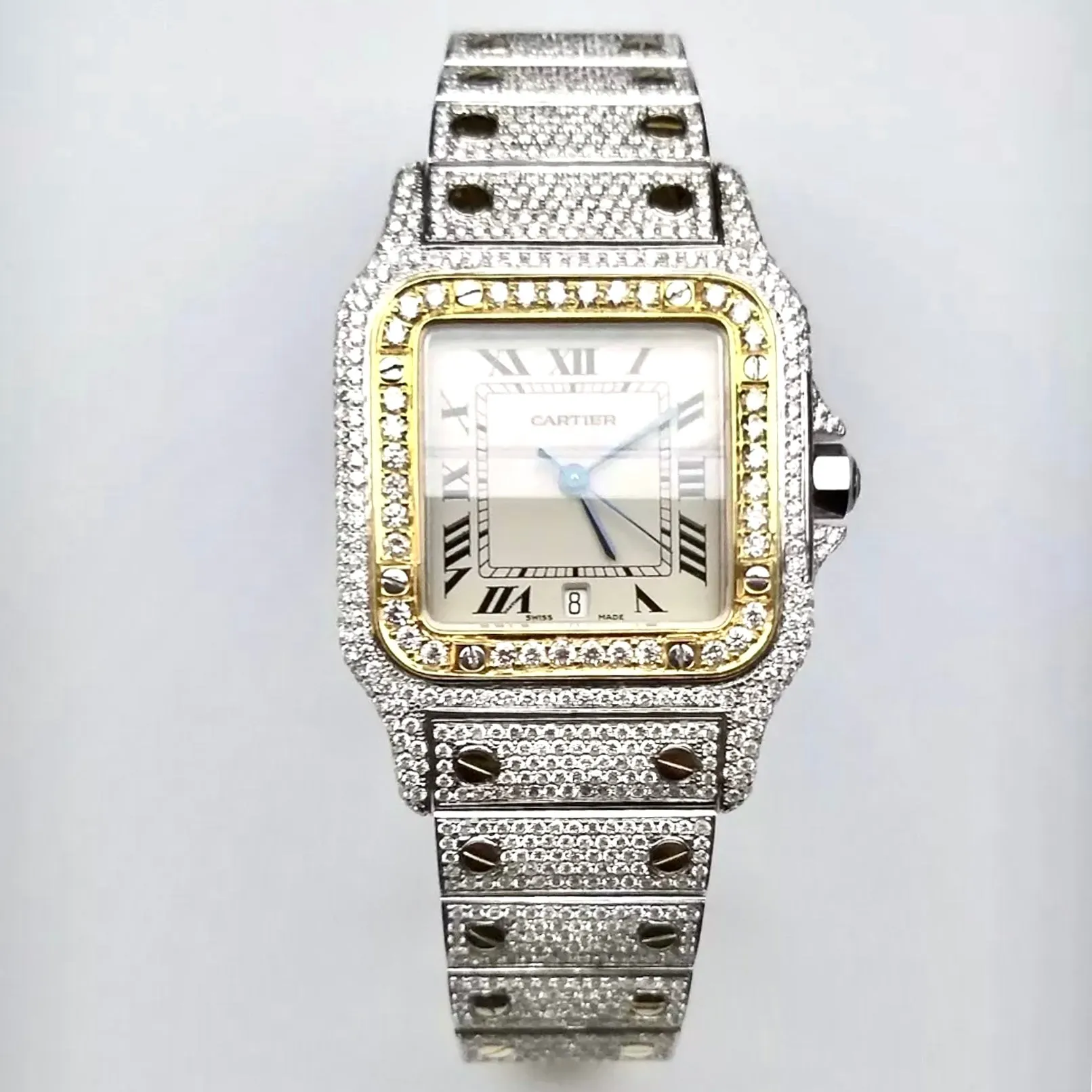 CARTIER SANTOS GALBEE 29mm Quartz 2 Tone 10.20TCW Diamond Watch