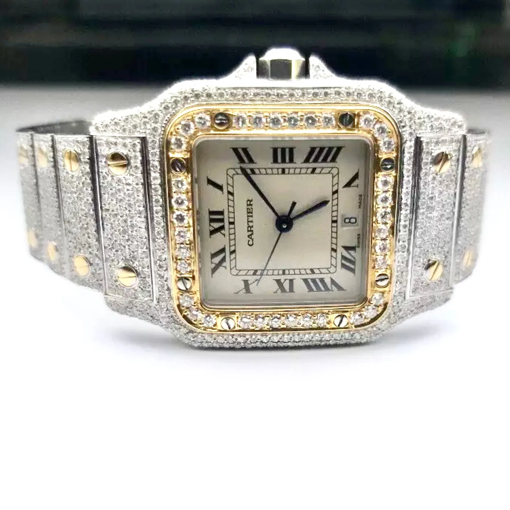 CARTIER SANTOS GALBEE 29mm Quartz 2 Tone 10.20TCW Diamond Watch