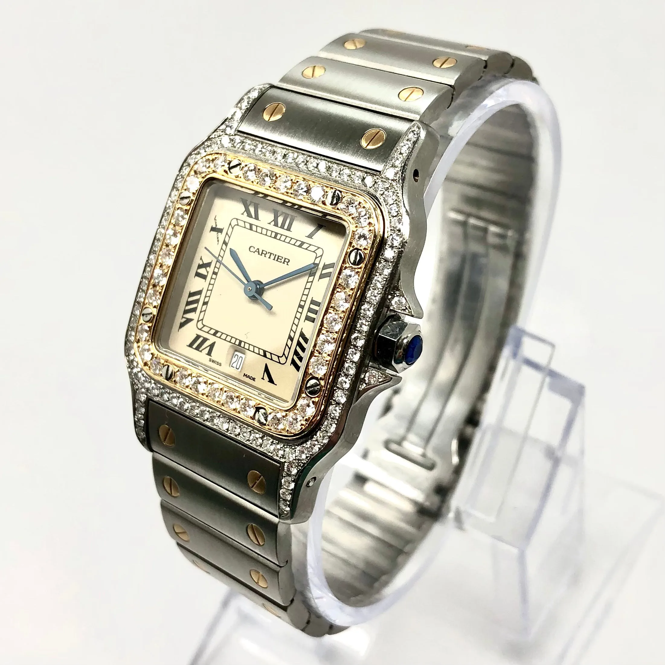 CARTIER SANTOS GALBEE 29mm Quartz 2 Tone 1.70TCW Diamond Watch