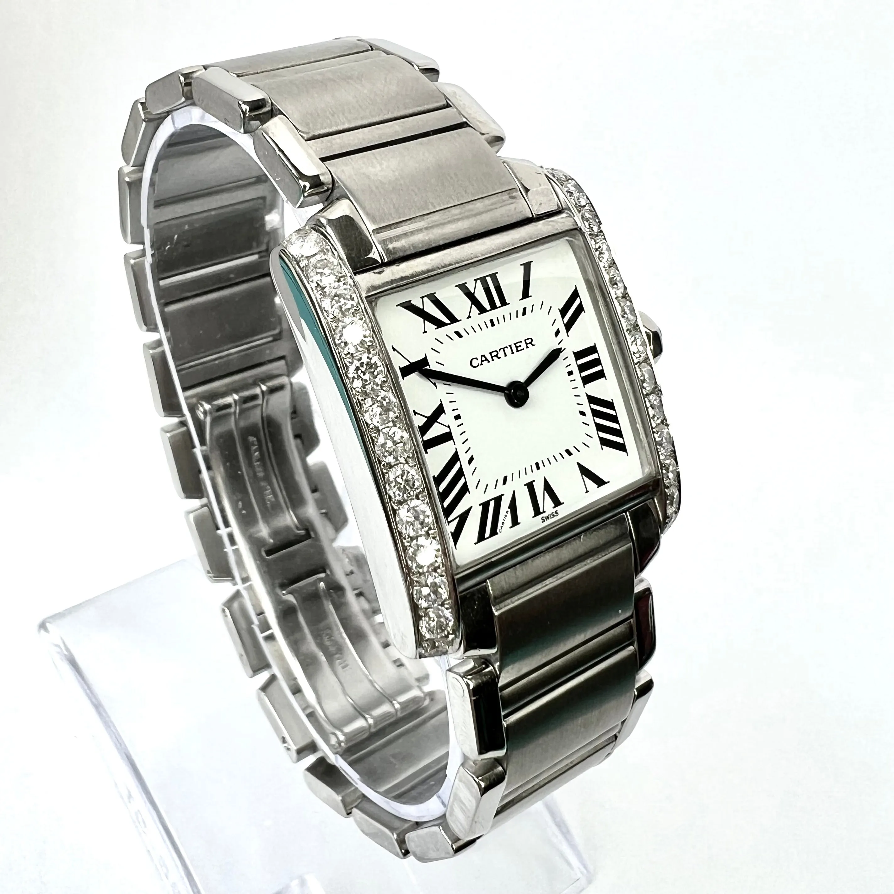 CARTIER TANK FRANCAISE Quartz 25mm Steel 1.10TCW DIAMOND Watch