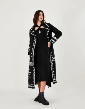 Cassandra Embroidered Coat  Black