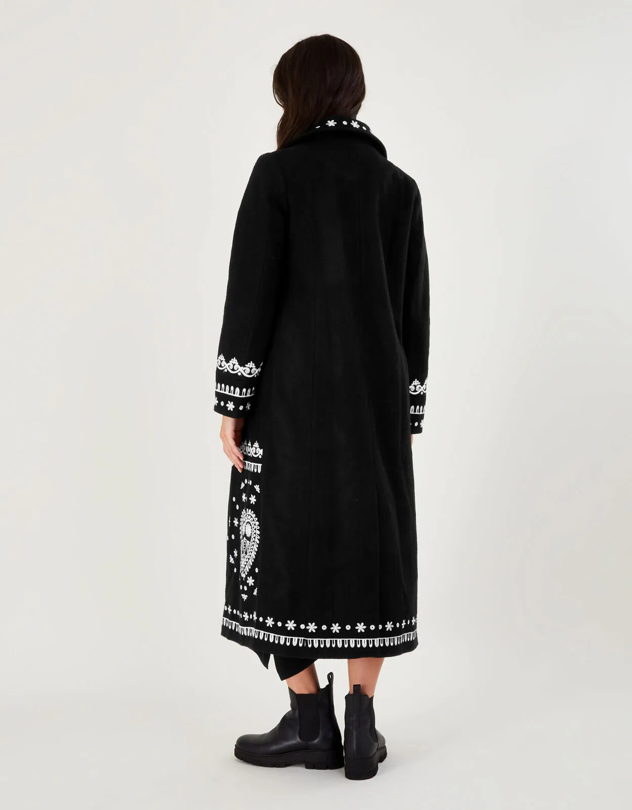 Cassandra Embroidered Coat  Black