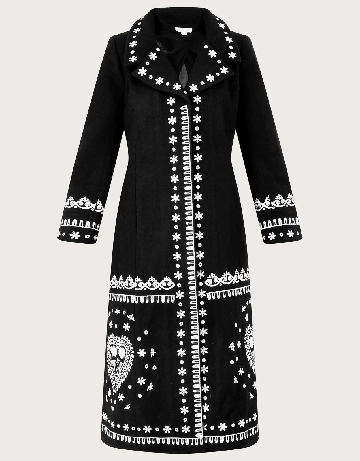 Cassandra Embroidered Coat  Black