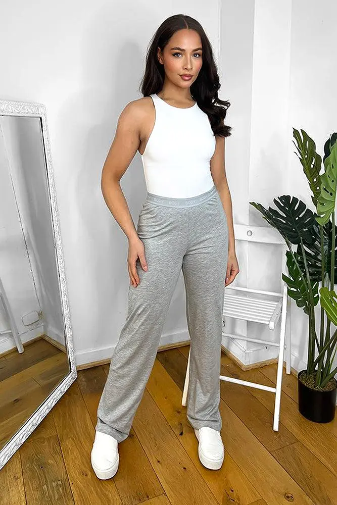 Cotton Blend Logo Elastic Band Waist Loungewear Joggers