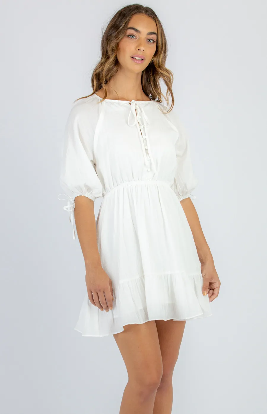 Cotton Shirt Dress with Self Fabric Button Details (SDR1005A)