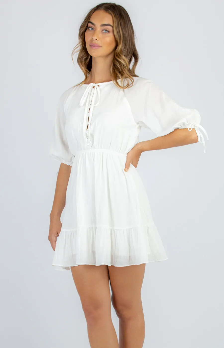 Cotton Shirt Dress with Self Fabric Button Details (SDR1005A)