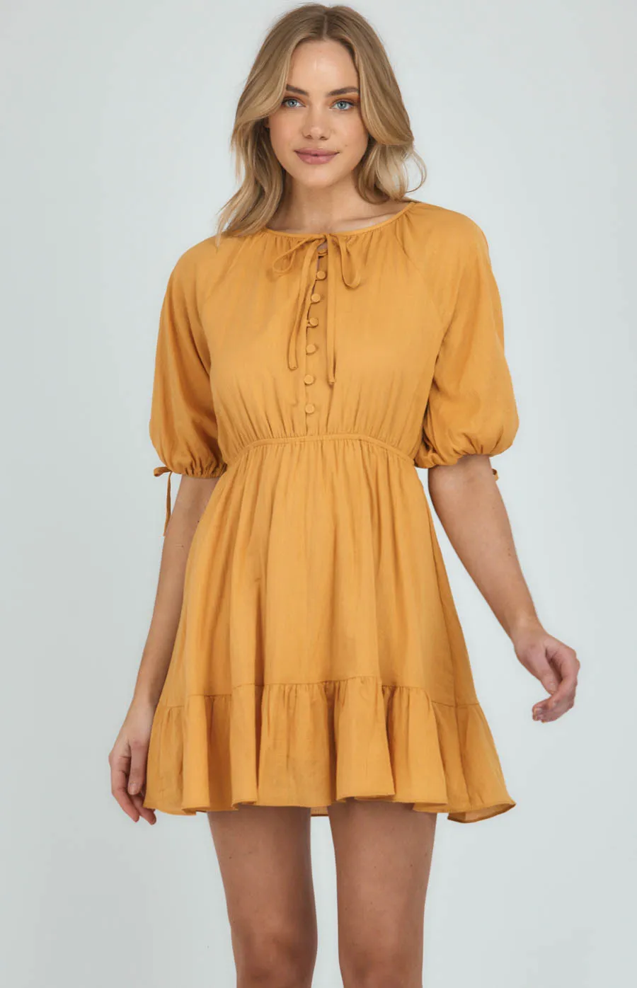 Cotton Shirt Dress with Self Fabric Button Details (SDR1005A)