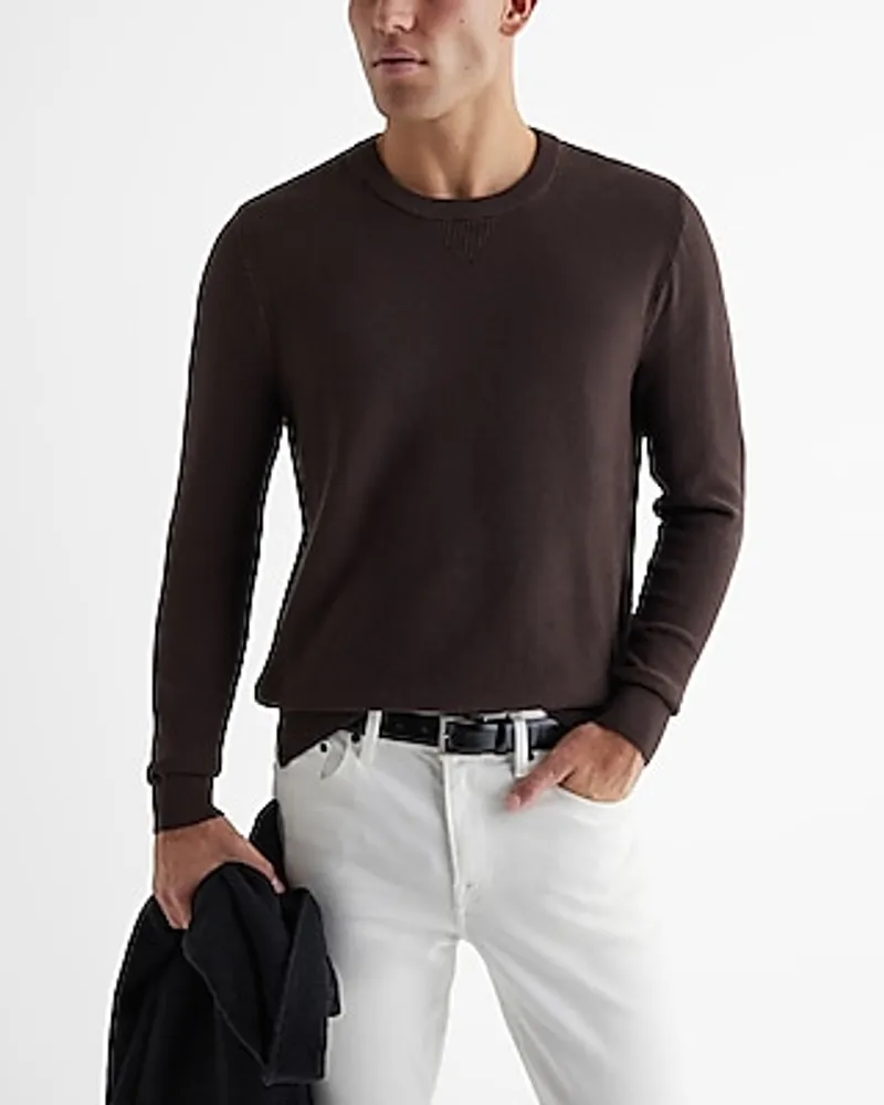 Cotton Textured Stitch Crew Neck Sweater